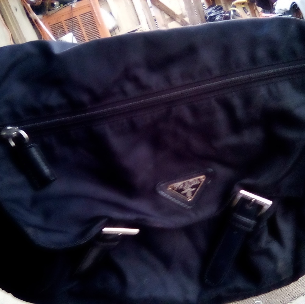 Prada Nylon Messenger Bag, Black, Women's